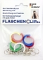 6er Paket Flaschenclip bunt sortiert mit Karabiner Flaschenname