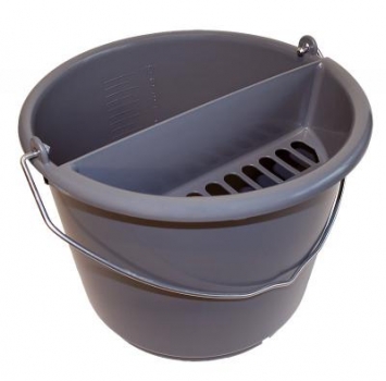 Kundendiensteimer grau mit Sieb, Schwammablage 10l