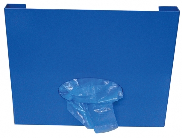 Wandhalter, Metall blau lackiert, nur für blaue Einweg - Handschuhe Öffnung mit