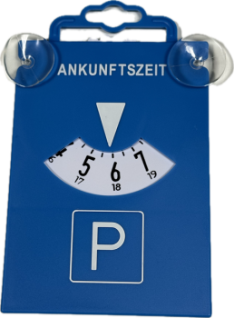 Parkscheibe mit Saugnapf / Sauger aus Kunststoff Blau gem.StVZO