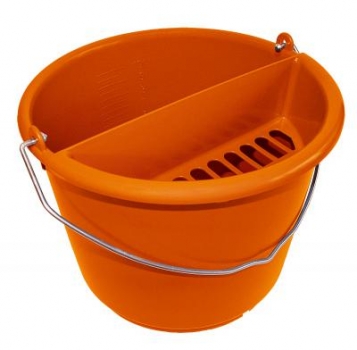 Kundendiensteimer orange mit Sieb, Schwammablage orange 10l