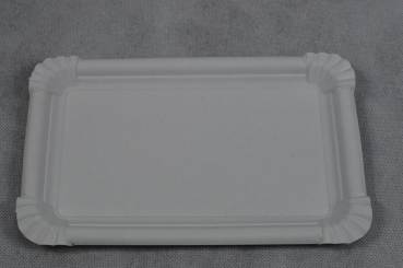 1500 Stück Pappteller eckig 13x20cm weiss Wurstpappe