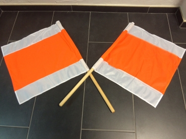 10 Stück Warnfahne Flagge Warnflagge Winterfahne Orange/Weiss 500x500mm m. Stiel