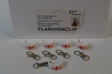 5er Paket Flaschenclip England Flagge mit Karabiner Flaschenname