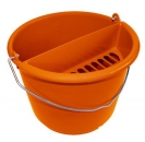 Kundendiensteimer orange mit Sieb, Schwammablage orange 10l