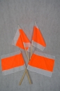 4 Stück Warnfahne Flagge Warnflagge Winterfahne Orange/Weiss 500x500mm mit Stiel